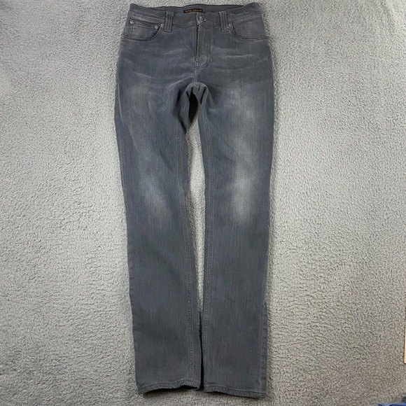 Nudie Jeans Thin Finn Men 32x34 Organic Cotton Slim Fit Denim Lighter Shade Gray - Picture 1 of 12